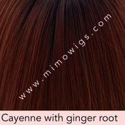 CAYENNE & GINGER ROOT • 33/350 R1B ••• A mixture of off-black and darkest brown root with a blend of burgundy red mahogany and chocolate cherry