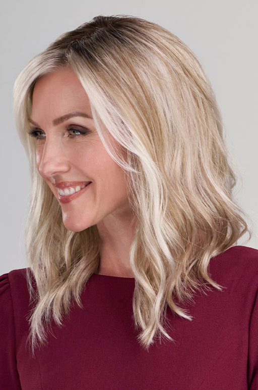 101/88/27s8 • CATALINA BLONDE | Pale Natural Blonde & Pale Warm Blonde with Pale Cool Blonde highlights w/ bright cool blonde money piece shaded with darker rooting