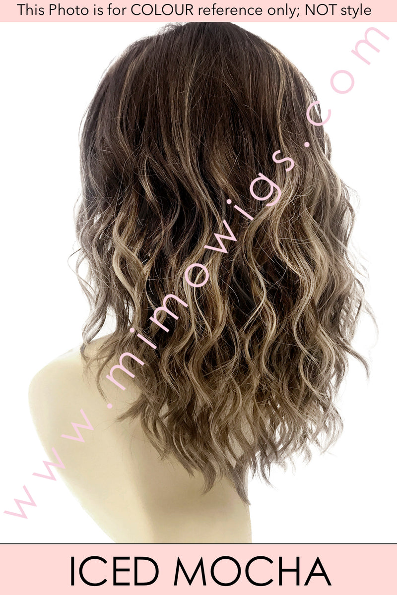 ICED MOCHA ••• Light Chestnut Brown Base with Light Brown / Ash Blonde / Golden Blonde Painted Highlights