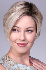 CRUSHED ALMOND BLONDE ROOTED • 14/17/101+18 |  Creamy cool blend of Lt to Med sandy blonde w/ chunky highlights of light ash blonde & platinum • overall soft neutral Lt blonde w/ Lt & Med blended root