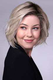 CRUSHED ALMOND BLONDE ROOTED • 14/17/101+18 |  Creamy cool blend of Lt to Med sandy blonde w/ chunky highlights of light ash blonde & platinum • overall soft neutral Lt blonde w/ Lt & Med blended root