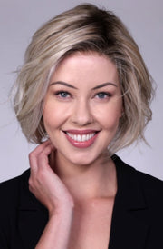 CRUSHED ALMOND BLONDE ROOTED • 14/17/101+18 |  Creamy cool blend of Lt to Med sandy blonde w/ chunky highlights of light ash blonde & platinum • overall soft neutral Lt blonde w/ Lt & Med blended root