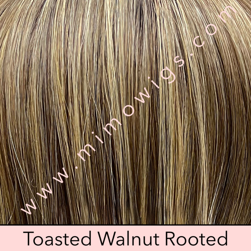 TOASTED WALNUT ROOTED • 10/25+8 |  Ash brown w/ Med gold blonde & Lt brown blended to perfection w/ Med brown Root