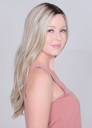 ICED LAVENDER LATTE • 86/20/21R8 ••• natural caramel medium brown roots and seamless blend of lavender pastels lilac & ice