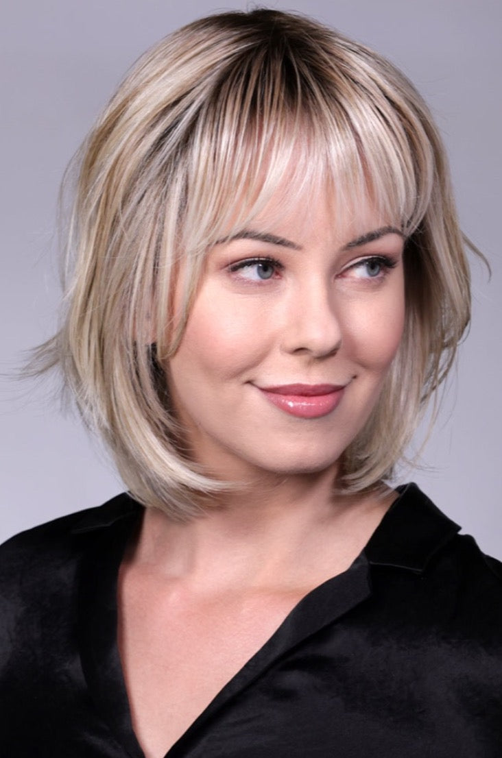 CRUSHED ALMOND BLONDE ROOTED • 14/17/101+18 |  Creamy cool blend of Lt to Med sandy blonde w/ chunky highlights of light ash blonde & platinum • overall soft neutral Lt blonde w/ Lt & Med blended root