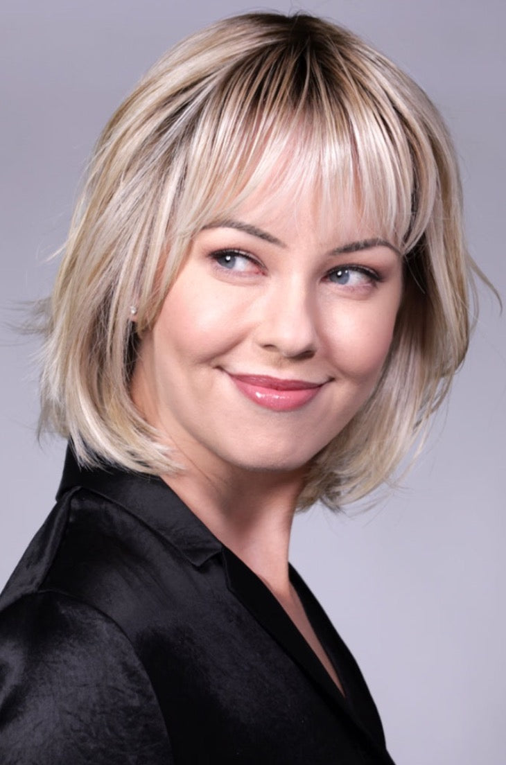 CRUSHED ALMOND BLONDE ROOTED • 14/17/101+18 |  Creamy cool blend of Lt to Med sandy blonde w/ chunky highlights of light ash blonde & platinum • overall soft neutral Lt blonde w/ Lt & Med blended root