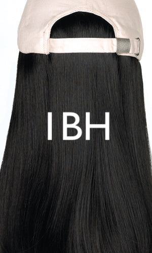 Black Hat with Long Hair by Henry Margu | shop name | Medical Hair Loss & Wig Experts.