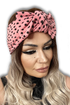 Dusky Pink Dotty Self Tie Head Wrap by Eadiechops