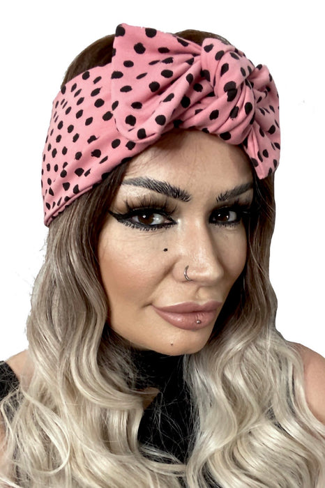 Dusky Pink Dotty Self Tie Head Wrap by Eadiechops | shop name | Medical Hair Loss & Wig Experts.