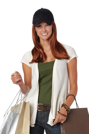 Black Hat with Long Hair by Henry Margu | shop name | Medical Hair Loss & Wig Experts.