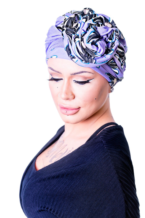 Sapphire Boho Turban Set (PATTERNED) by Christine Headwear (3008) | shop name | Medical Hair Loss & Wig Experts.