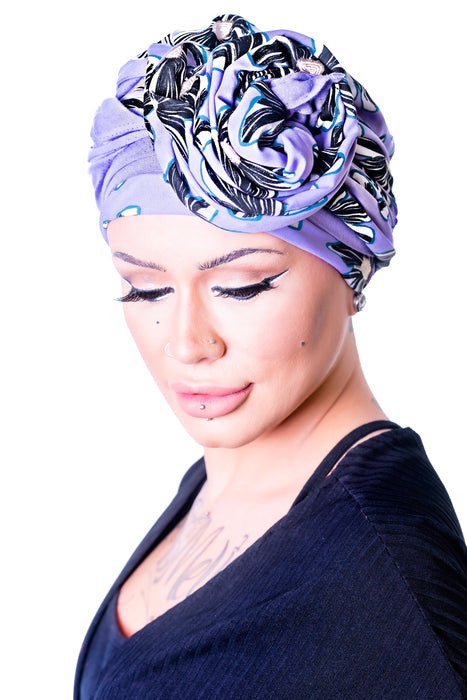 Sapphire Boho Turban Set (PATTERNED) by Christine Headwear (3008) | shop name | Medical Hair Loss & Wig Experts.