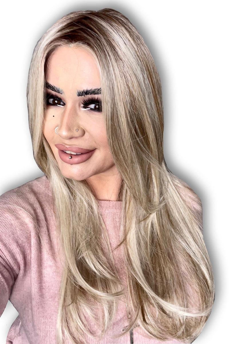 BRITISH MILKTEA • 10/60/103 R8 ••• Cool Light Brown tones with cool ash blonde and fine lilac overtone soft bronde with a mid brown root. Cool tone bronde