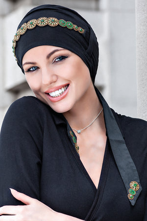 Yanna Black Green Flower Crown by Masumi Headwear